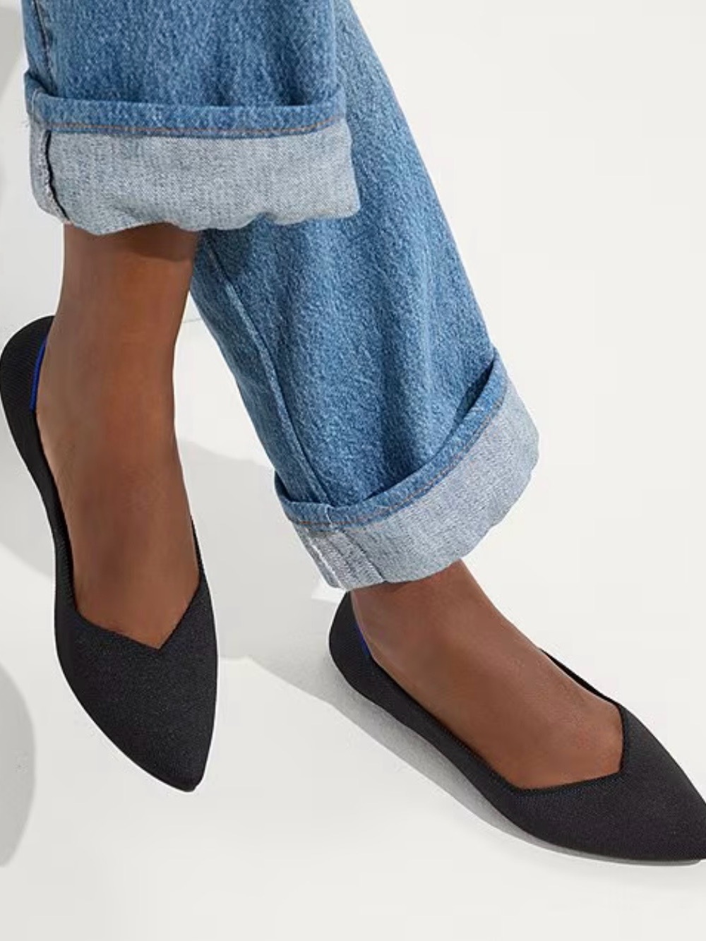 Rothy’s The Point Black Knit Pointed-Toe Flats